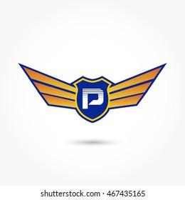 blue aviation logo with gradient wings