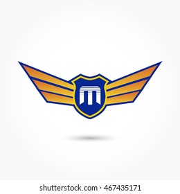 blue aviation logo with gradient wings