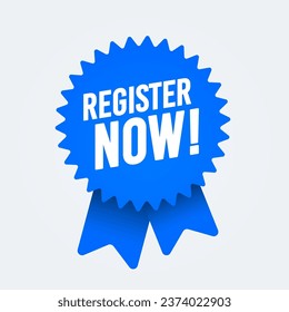 Blue Award Bagde With Text Register Now