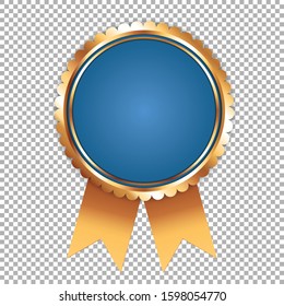 blue award banner with golden frame and golden ribbons