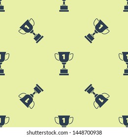 Blue Award cup icon isolated seamless pattern on white background. Winner trophy symbol. Championship or competition trophy. Sports achievement sign.  Vector Illustration
