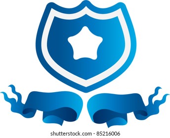 blue award with ribbons icons, signs, vector illustrations