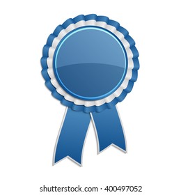 Blue Award Rosette With Ribbon