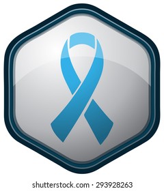 Blue Awareness Ribbon Hexagonal Sign, Blue Ribbon relates to Prostate Cancer, Vector Illustration.