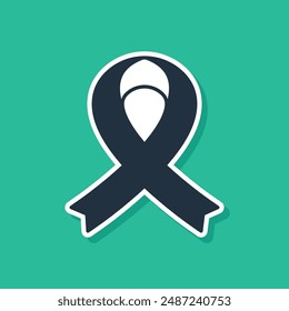 Blue Awareness ribbon icon isolated on green background. Public awareness to disability, medical conditions and health.  Vector