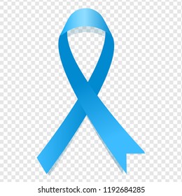 Blue awareness ribbon on white background. Disease symbol.