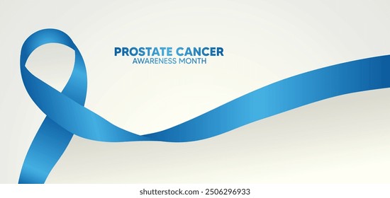 Blue Awareness ribbon for Prostate Cancer Awareness Month September vector background