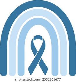 Blue Awareness Ribbon with Rainbow Design