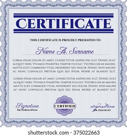 Blue Awesome Certificate Template Award Great Stock Vector (Royalty ...