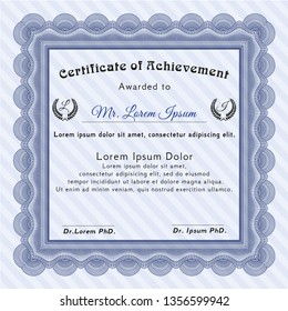Blue Awesome Certificate template. With complex linear background. Detailed. Superior design. 