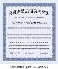 Blue Awesome Certificate template. Customizable, Easy to edit and change colors. Easy to print. Excellent design. 