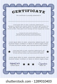 Blue Awesome Certificate template. Customizable, Easy to edit and change colors. Complex background. Retro design. 