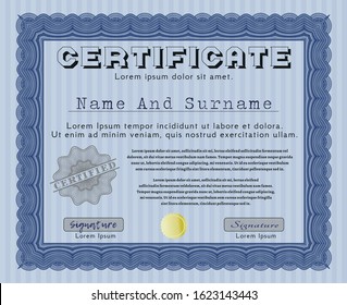 Blue Awesome Certificate template. Customizable, Easy to edit and change colors. With quality background. Perfect design. 