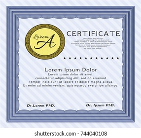 Blue Awesome Certificate template. Customizable, Easy to edit and change colors. Printer friendly. Retro design. 