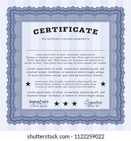 Blue Awesome Certificate template. Easy to print. Customizable, Easy to edit and change colors. Retro design. 
