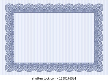 Blue Awesome Certificate template. With linear background. Sophisticated design. Vector illustration. 