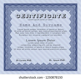 Blue Awesome Certificate template. With linear background. Customizable, Easy to edit and change colors. Excellent design. 