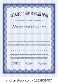 Blue Awesome Certificate template. Modern design. Printer friendly. Customizable, Easy to edit and change colors. 
