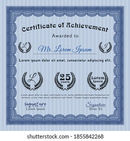 Plantilla de certificado azul asombroso.  Buen diseño.  Con un fondo complejo.   