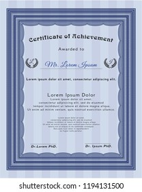 Blue Awesome Certificate template. Printer friendly. Detailed. Cordial design. 