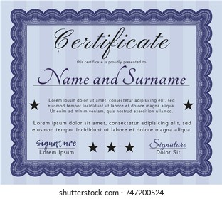 Blue Awesome Certificate template. Printer friendly. Customizable, Easy to edit and change colors. Lovely design. 