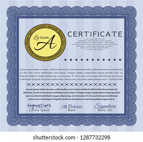 Blue Awesome Certificate template. With quality background. Customizable, Easy to edit and change colors. Lovely design. 