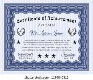 Blue Awesome Certificate template. Retro design. Easy to print. Customizable, Easy to edit and change colors. 