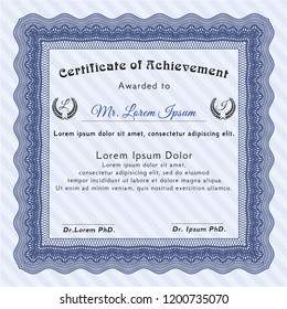 Blue Awesome Certificate template. Sophisticated design. Printer friendly. Vector illustration. 