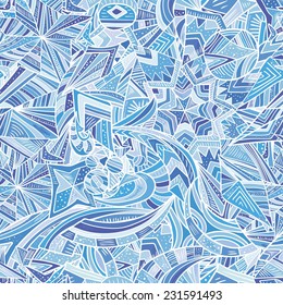 Blue aztec style pattern | Seamless vector ornamental texture for winter designs