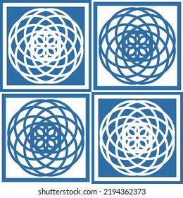 Azulejo azul patrón cuadrado azulejos portugueses para decoración de pared, diseño retro tradicional vector Ilustración
