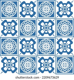 Azulejo azul patrón cuadrado azulejos portugueses para decoración de pared, diseño tradicional retro