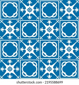 Baldosas cuadradas azul Azulejo para decoración de pared, diseño retro tradicional vector Ilustración