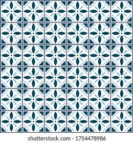 Blue azulejo tile seamless pattern 