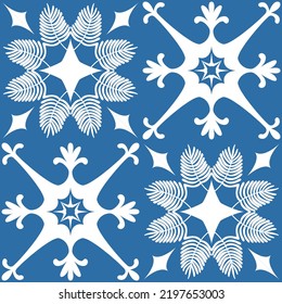 Blue Azulejo tiles for wall decoration, Spanish Azulejo style ceramic tiles, vector illustration design