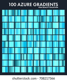 Blue azure chrome gradient set,pattern,template.Water,sky colors for design,collection of high quality gradients.Metallic texture,shiny metal background.Suitable for text ,mockup,banner, ribbon