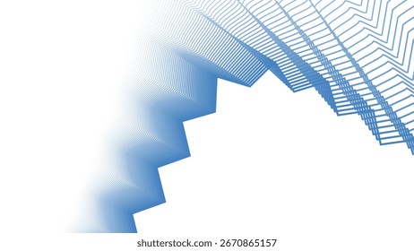Blue Azzure Stripes Line Zig Zag Abstract Background with Modern Geometric Pattern Design