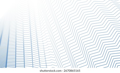 Blue Azzure Stripes Line Zig Zag Abstract Background with Modern Geometric Pattern Design
