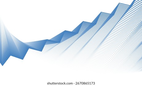 Blue Azzure Stripes Line Zig Zag Abstract Background with Modern Geometric Pattern Design
