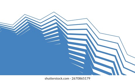 Blue Azzure Stripes Line Zig Zag Abstract Background with Modern Geometric Pattern Design