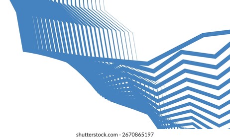 Blue Azzure Stripes Line Zig Zag Abstract Background with Modern Geometric Pattern Design