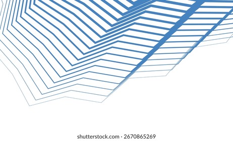 Blue Azzure Stripes Line Zig Zag Abstract Background with Modern Geometric Pattern Design