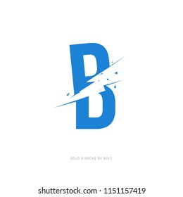Blue B letter broke by thunder bolt