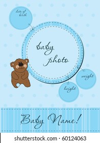 Blue Baby announcement card with Frame