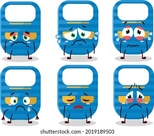 Blue baby appron cartoon character with sad expression. Vector illustration