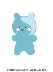 Blue baby bear with a friendly face, in a minimalistic and playful style for kids