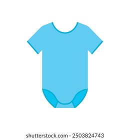 Blue baby bodysuit. Baby body onesie with short sleeves. Vector illustration.