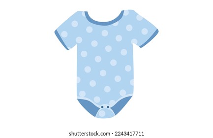 Blue baby bodysuit clipart. Simple cute baby bodysuit with polka dot pattern design flat vector illustration. Baby bodysuit, body children, baby shirt, romper, clothes for newborns cartoon drawing