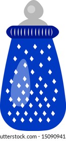 blue baby bottle with pacifier and patterns of white rhombuses object for design concept of childhood