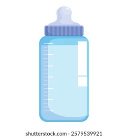 Blue baby bottle with a scale indication, perfect for illustrating concepts related to baby feeding and nutrition