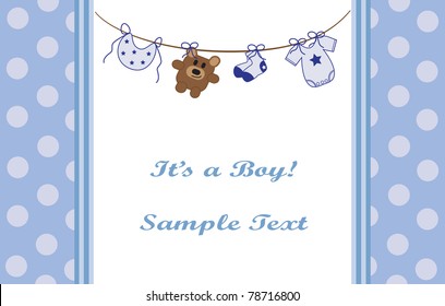 Blue Baby Boy Announcement